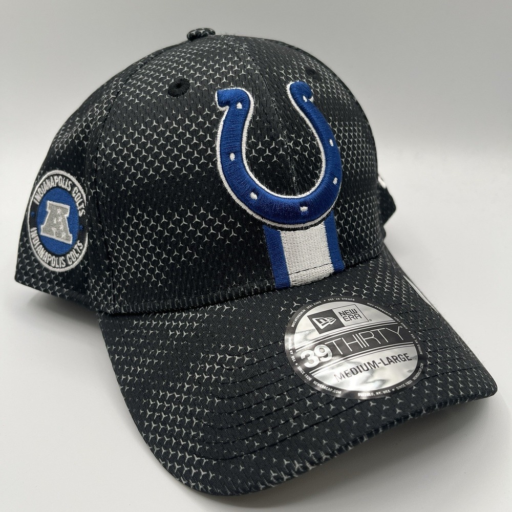 Indianapolis Colts New Era Hat Cap Stretch Fit Large 39THIRTY Black On Field NEW